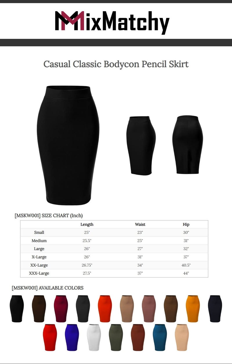 MixMatchy Women's Casual Classic Bodycon Pencil Skirt Royal Blue M - Image 5